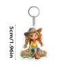 Transfronterizo Nuevo Llavero Plano 2D de Chica Vaquera Occidental Colgante para Mochila Regalo para Amigos