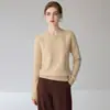 Suéter de cashmere com tricô de cabo retrô texturizado e gola redonda para mulheres, malha de lã, solto e macio, peça básica simples para o dia a dia
