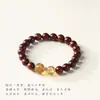 Novo Bracelete de Pau-Rosa Chinês Flor Vermelha Cola Amarela Pagode Cristal Pedra de Uva Acessórios Bracelete de Laço Único Ornamentos Retrô Wenwan