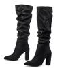 Em estoque-botas de salto alto com salto grosso para outono e inverno botas femininas de comércio exterior com dobra até o joelho femininas