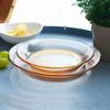 Plato Sopa Vidrio Templado Ámbar Rayado Plato de Vidrio Resistente al Microondas Plato de Plato Plato de Fruta Plato de Plato Salah