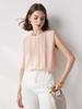 Crepé Fantasma 100% Seda de Morera Sin Mangas Blusa de Seda Primavera/Verano 2026 Para la Oficina Cuello Redondo Encaje Patchwork Jersey de Seda