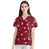 Elástico Dentes Dental Natal Padrão Desenho Animado Manga Curta Decote V Feminino Blusa Estampada Fonte Fábrica Roupas de Enfermeira