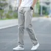 Pantalones casuales de alta gama en gris claro para hombre, corte recto holgado, pantalones de otoño, nuevo modelo primavera/otoño 2026, talla grande, largo largo