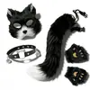Accesorios de disfraz de zorro pequeño para Halloween: guantes, diadema, accesorios para el cabello, tocado de zorro demoníaco de mascarada, accesorio de cola de zorro