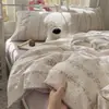Juego de ropa de cama de cuatro piezas de algodón jacquard retro francés de 60S, juego de ropa de cama de tres piezas con sábana y funda de edredón de algodón 100% puro estilo pastoral