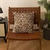 Cojín Decorativo Estilo Retro Transfronterizo Sofá Sala de Estar Almohada Lumbar Habitación Modelo B&B Funda de Almohada de Felpa con Estampado de Leopardo