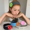 Faixa de Cabeça Estilosa Colorida com Botão Grande Versátil de Bolinhas Alta para Meninas, Faixa de Cabeça de Aba Larga, Estilo Coreano