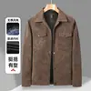 Chaqueta 3D Cruzada de Amazon para Hombre, Temporada Primavera y Otoño 2025, Nueva Tendencia Casual Holgada, Cuello Solapa, Ante, Forro Polar