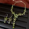 Colar e brincos com pingente de flor e gota d'água em zircônia, estilo europeu e americano, corrente de clavícula com design requintado, acessório de pescoço elegante para mulheres