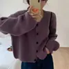 Elegante Cárdigan de Punto para Mujer de Botonadura Única, Nuevo Estilo Otoño e Invierno, Estilo Hong Kong, Suave y Relajado Cárdigan de Punto, Ropa de Abrigo para Mujer