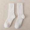 Calcetines de lana coral transfronterizos de Amazon para otoño e invierno, con forro polar grueso para hombres y mujeres, calcetines cálidos de color sólido hasta media pantorrilla sin pelusa