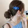 Novo Prendedor de Cabelo Azul com Flor para Verão 2026 para Mulheres, Prendedor de Franja Lateral de Alto Padrão e Requintado para Cabelo Curto Permanentado