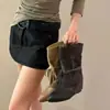 Botas de Tacón de Cuña con Cordones para Adelgazar para Mujer 2026 para Otoño e Invierno, Elegantes Botas sin Cordones de Punta con Diseño Plisado, Estilo Vintage