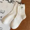 Calcetines sin costuras estilo primavera y otoño con borde de oreja de madera, puntos de dibujos animados, lazo de arena, calcetines largos, calcetines con estampado de animales lindos, venta al por mayor de Zhuji