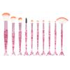 Também cor Novo 10 peças conjunto de pincéis de maquiagem de cristal cauda de sereia conjunto completo de pincel para pó solto sombra pincéis ferramentas de beleza em estoque