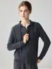 Cárdigan con capucha 100% cachemira pura para mujer, nueva chaqueta de punto con cremallera de color liso para otoño e invierno, suéter de estilo holgado y casual