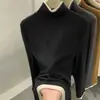 Camiseta base de terciopelo alemán suave y pegajosa de cuello alto para mujer, nueva otoño/invierno, efecto de dos piezas, camiseta interior de color liso, tacto de alta gama, top con bloques de color