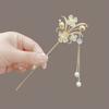 Moda Antiga Flor Hairpin Tassel Pearl Hanfu Cheongsam Pan-hair Hairpin High-grade Retro Step-up Borboleta Hairpin