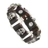 Pulsera Punk Calavera Europea y Americana de Cuero PU para Hombre, Pulsera Retro de Aleación, Adornos de Cuero de Moda Transfronteriza, Venta al por Mayor
