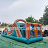 Castelo de passagem de barreira inflável ao ar livre, entretenimento infantil, trampolim inflável interativo, combinação de obstáculos, labirinto