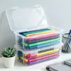 Caja de almacenamiento para lápices, organizador de papelería transparente de gran capacidad, portalápices para lápices de colores, crayones infantiles y bolígrafos de dibujo