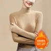 Camiseta Interior para Mujer Otoño e Invierno 2026 Estilo Nuevo, Forrada de Polar, Térmica, Engrosada, Ajustada, Negra