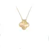 Collar de trébol de cuatro hojas de oro V de alta gama para mujer, colgante de ágata nácar tallado por CNC, trébol de la suerte de doble cara, cadena ligera de lujo para la clavícula para mujer