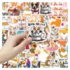 50 Lindos Stickers de Graffiti de Dibujos Animados de Corgi Impermeables para Decorar Fundas de Teléfono Móvil y Tazas de Agua Pegatinas Decorativas de Perro Transfronterizas