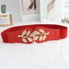 Nuevo Vestido Cinturón Decorativo para Mujer Cintura Elástica Simple Estilo Coreano Hebilla de Hoja Pequeña Elástico Cubre Cintura Delgada para Mujer