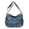 Mochila nueva de un solo hombro, bolso cruzado de PU para mujer, bolso para mamá de mediana edad, bolso cuadrado pequeño simple y elegante, bolso cruzado de tela lavada