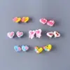 Pinzas para Orejas de Dibujos Animados para Niños, Flores de Acrílico, Resina, Sin Agujeros en las Orejas, Un Par, Pendientes Estilo Coreano para Niñas, Venta Directa de Fábrica
