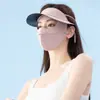 Sombrero de Sol Máscara de Ala Negra Máscara de Sombrero Dos en Uno Máscara Facial Protectora de Seda de Hielo Transpirable Máscara UV