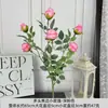 Rosas Artificiais Pequenas Vintage com Bordas Queimadas, Flores de Rosa Gregas de Alta Qualidade para Casamento e Decoração de Exportação
