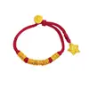 Pulsera de Estrella de Cinco Puntas Martillada Chapada en Oro de Latón de Alta Conservación del Color con Hilo Rojo, Pulsera Tejida Exquisita Hecha a Mano de Lujo Ligero para Mujer