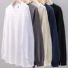 Camiseta de manga longa para outono e inverno 500G, algodão Xinjiang de peso pesado, branco puro, moletom gola redonda com costura dupla, unissex