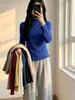 Camiseta Básica de Cuello Alto para Mujer, Nuevo Estilo Coreano de Otoño e Invierno, Top Sexy Ajustado con Bordes Fruncidos, Camiseta de Manga Larga para Niñas