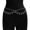 Europeu e Americano cross-border jóias moda simples diamante borla cadeia de metal oceano doce cool hot girl vento shell cadeia da cintura