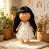 Roupas apenas Espanha Mia Batata Boneca Roupas 24cm Boneca Preto e Branco Pena Tiras Anjo Menina Vestido