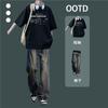 Algodón de Verano Pesado Manga Corta Moda Juvenil Casual Uso Diario Pantalones Cortos de Manga Corta Conjunto Fresco de Dos Piezas