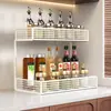 Estante de almacenamiento para cocina para artículos de uso diario y especias, almacenamiento en niveles para escritorio, ahorra espacio, gran capacidad, ventilación de malla, fuerte capacidad de carga