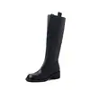 Botas de caballero de piel de vaca de primera capa para mujer, botas altas de invierno, nuevas, cepilladas, punta redonda, cremallera lateral, tacón medio grueso, botas rectas hasta la rodilla