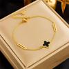 No es necesario quitar la pulsera de acero de titanio de trébol de cuatro hojas de doble cara romano para bañarse, estilo ins para mujer, pulsera simple de lujo ligero, joyería personalizada