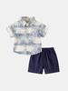 Ropa para niños Dos piezas Camisa de manga corta para niños Top holgado Solapa Camisa de moda Shorts casuales Traje de moda