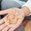 Pulsera de Campana de Hellokitty Pie Plata 9999 Pulsera de Plata Esterlina para Mujer Pulsera Chapada en Oro de 24K Regalo de San Valentín