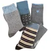 Meias Grossas de Inverno Estilo Coreano Ins Color Block Versátil Simples Azul Retrô Quente Meio da Panturrilha com Bordas Dobradas Fabricante