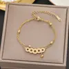 Centenas de Pulseiras Meichen Europeias e Americanas Ouro 18K Não Desbota Aço Titânio Femininas Simples e Versáteis Ins Personalizadas Moda Joias de Mão
