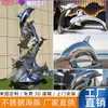 Escultura Grande de Aço Inoxidável de Golfinho e Baleia com Acabamento Espelhado e Design Oco, Animal Geométrico para Fonte de Água, Decoração para Aquário e Paisagismo de Jardim