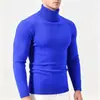Suéter de Cuello Alto para Hombre 2026 Otoño Invierno Color Sólido Corte Ajustado Talla Grande Manga Larga Jersey de Punto Casual Cálido Capa Base