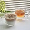 Copo de Vidro com Alça, Listras Verticais, Copo Estilo Ins, Copo para Americano Gelado, Copo de Leite, Copo de Café com Aparência Sofisticada